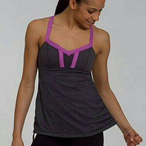 Lululemon Crisscross Tank Gray And Purple Size 4